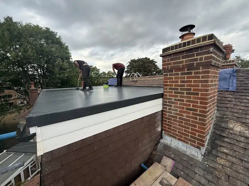 Newly completed flat roof installation on a commercial building in Leicestershire